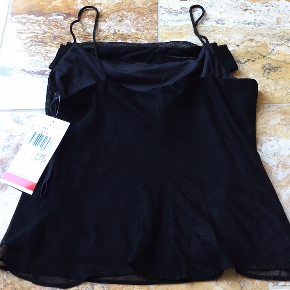 Onyx black lined metallic mesh Spaghetti straps - Picture 5 of 8